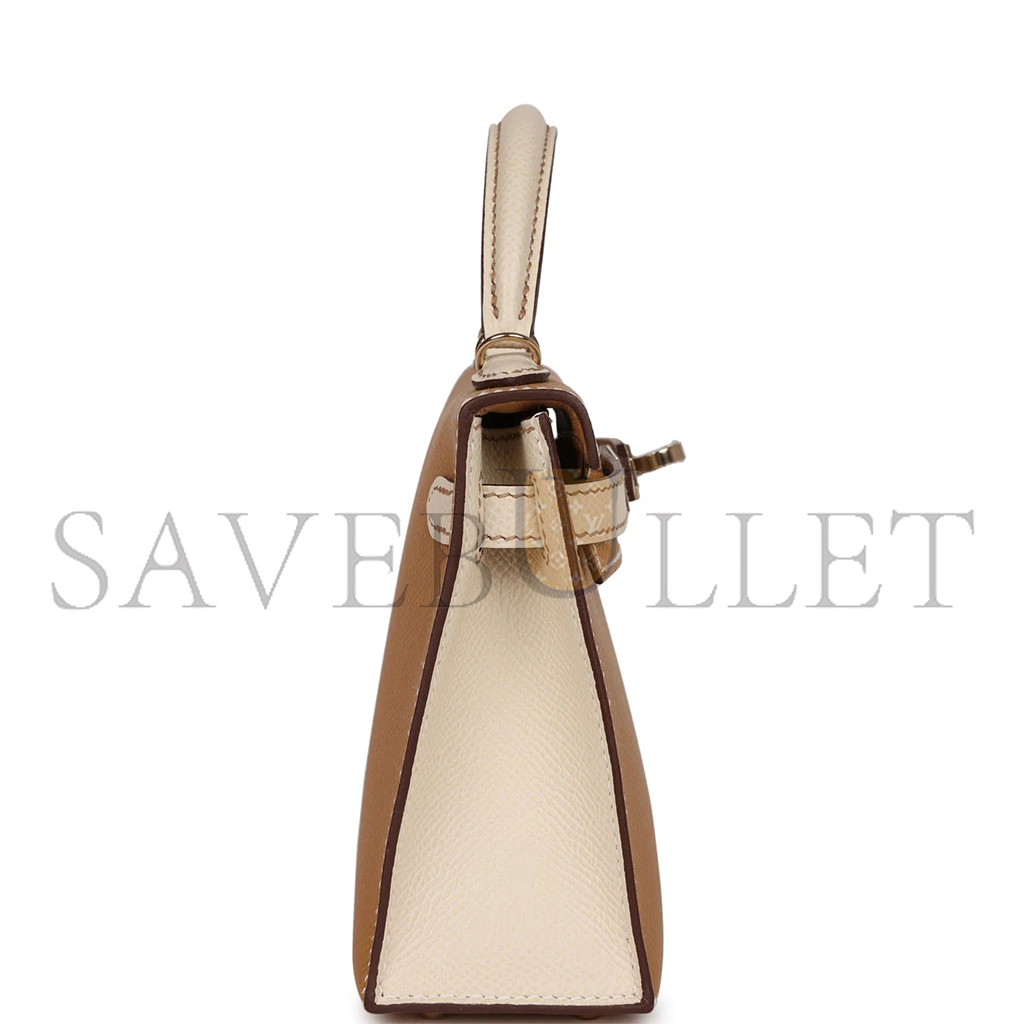HERMÈS MINI KELLY II EPSOM BISCUIT AND CRAIE EPSOM PERMABRASS (19*12*5.5cm)